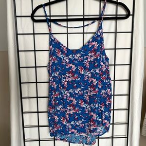 Pixley Blue with Pink Floral Tank Top Medium